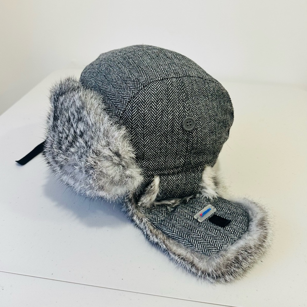 Men Wool Blend Trapper Hat with Fur Ear Flap Winter Warm‎ S/M